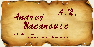 Andrej Macanović vizit kartica